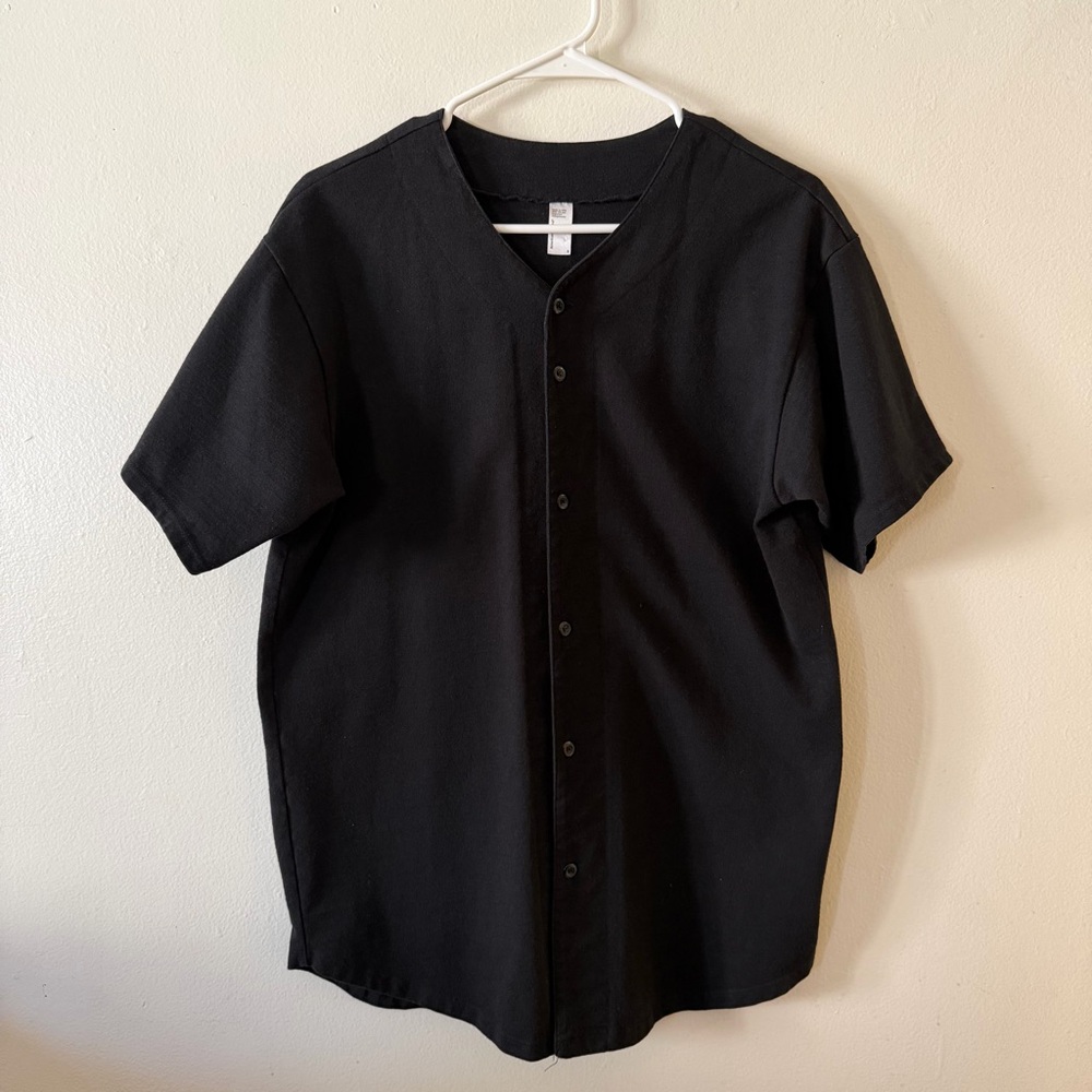 American Apparel Black Short-Sleeve Button-Front Jersey